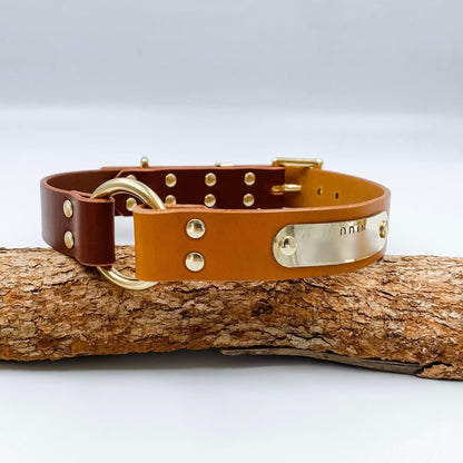 Genuine Leather - Custom Dog Collar - Two Tone 'O' Ring