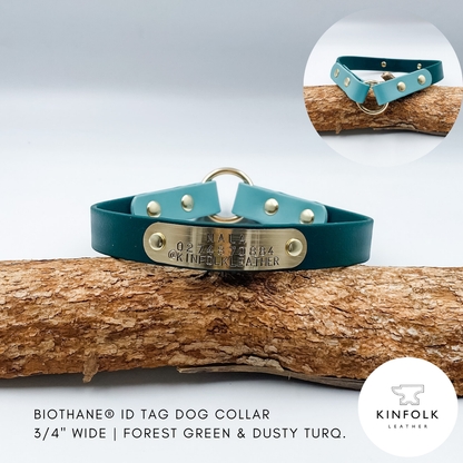 BioThane D Tag House Collar with brass nameplate - made in NZ by Kinfolk Leather