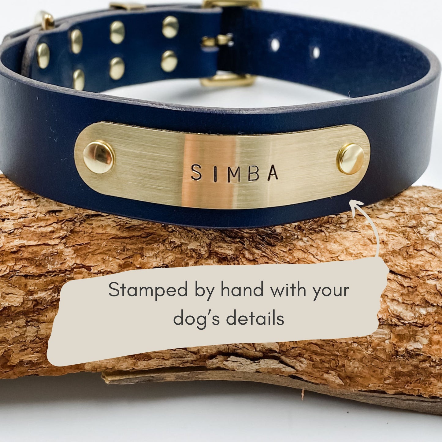 Personalised Hand-Stamped Nameplate ID Tag for Dog Collars