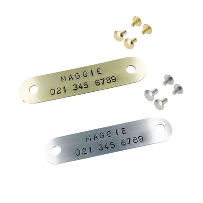 Personalised Hand-Stamped Nameplate ID Tag for Dog Collars