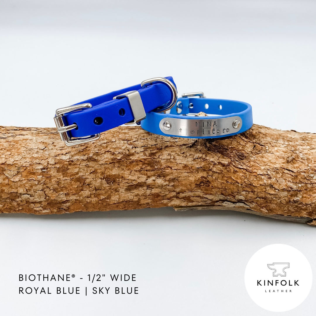Custom BioThane® Dog Collar with Nameplate – Kinfolk Leather
