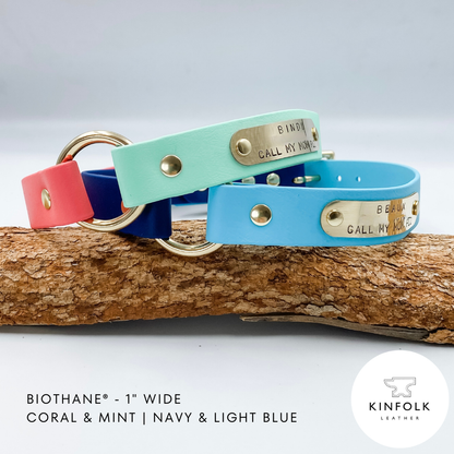 Waterproof BioThane Dog Collar - custom O ring dog collar - made in NZ by Kinfolk Leather. Various Colours and Widths available