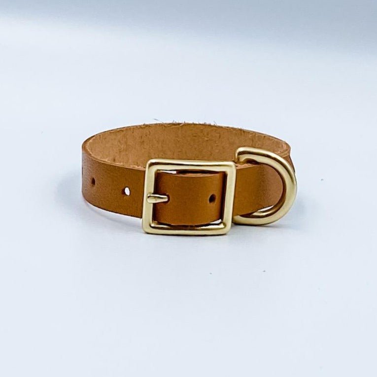 Leather Puppy Collar or Tiny Dog Collar with optional nameplate