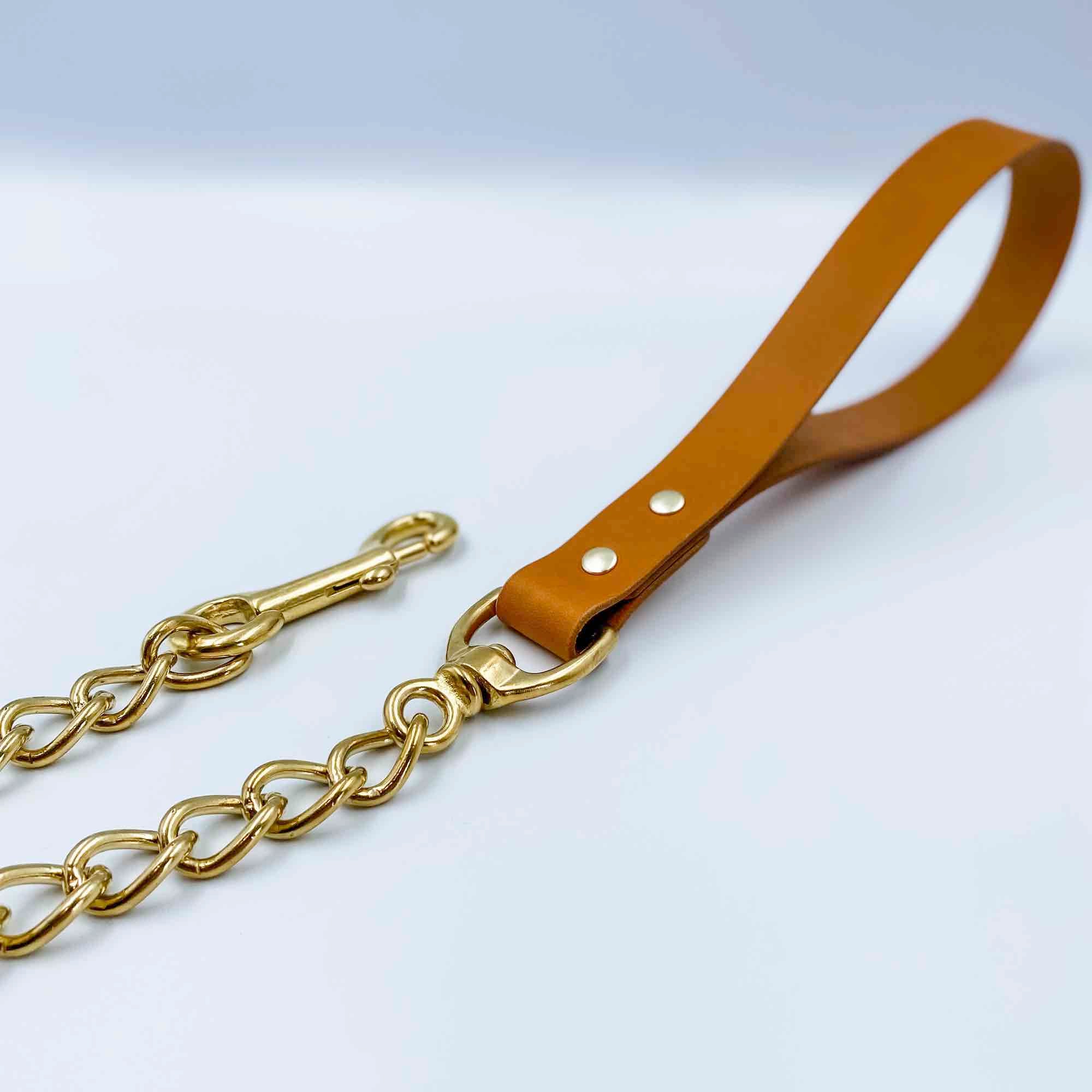 Chain leash with leather handle hotsell